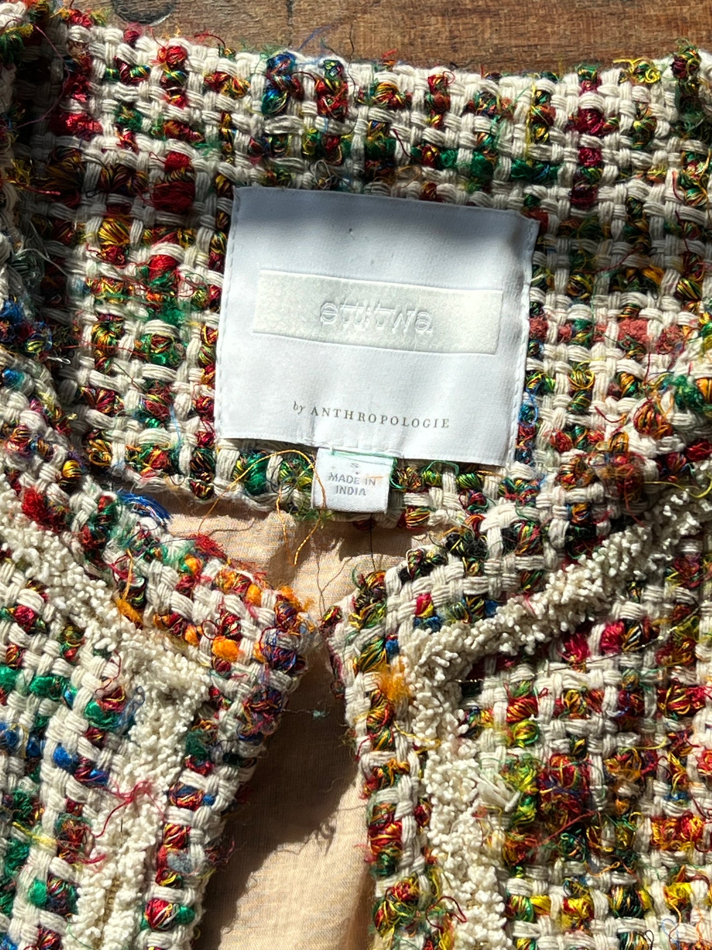 Tweed Anthropologie Colorful Jacket