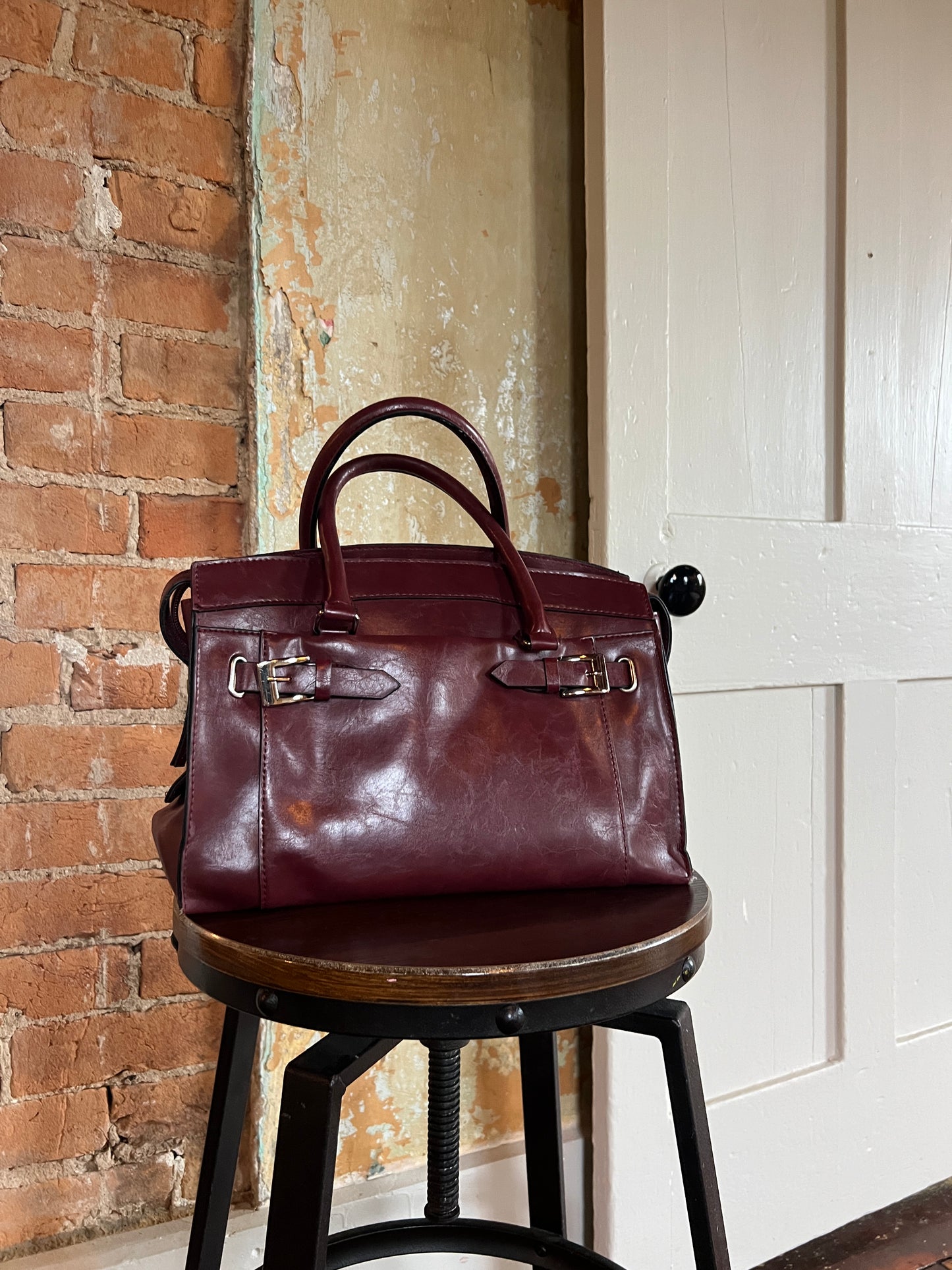 Vintage Maroon Leather Handbag