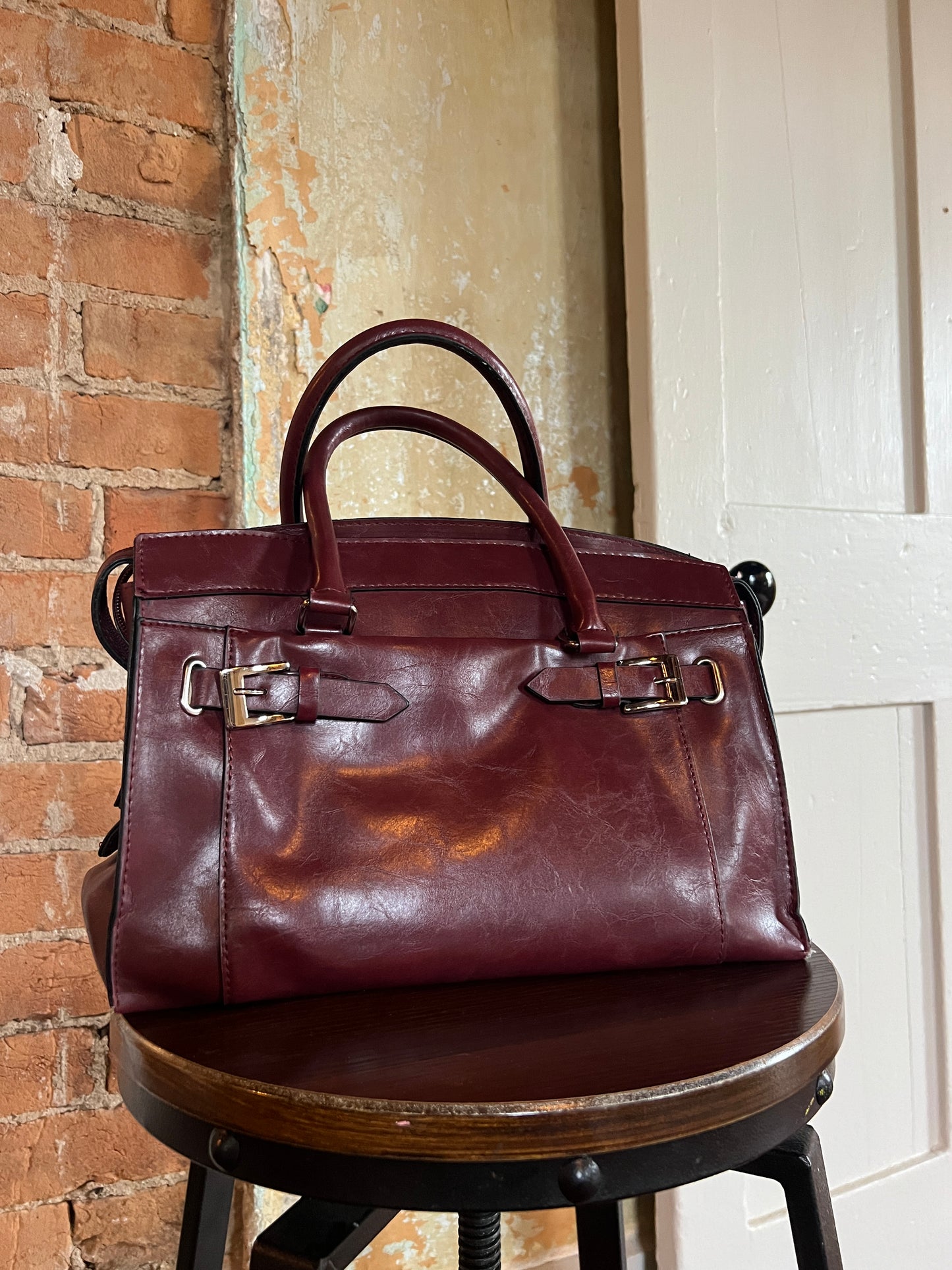 Vintage Maroon Leather Handbag