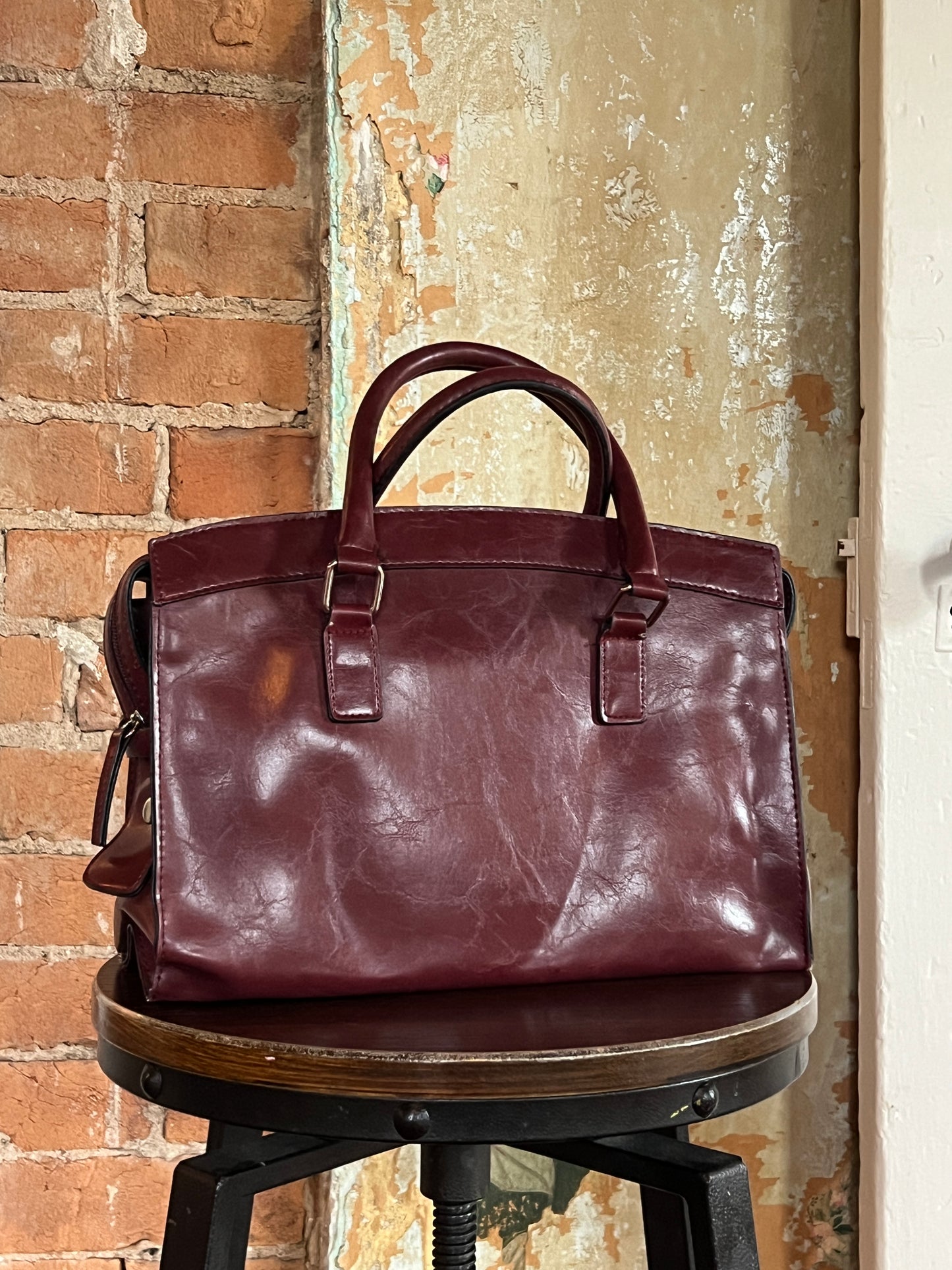 Vintage Maroon Leather Handbag