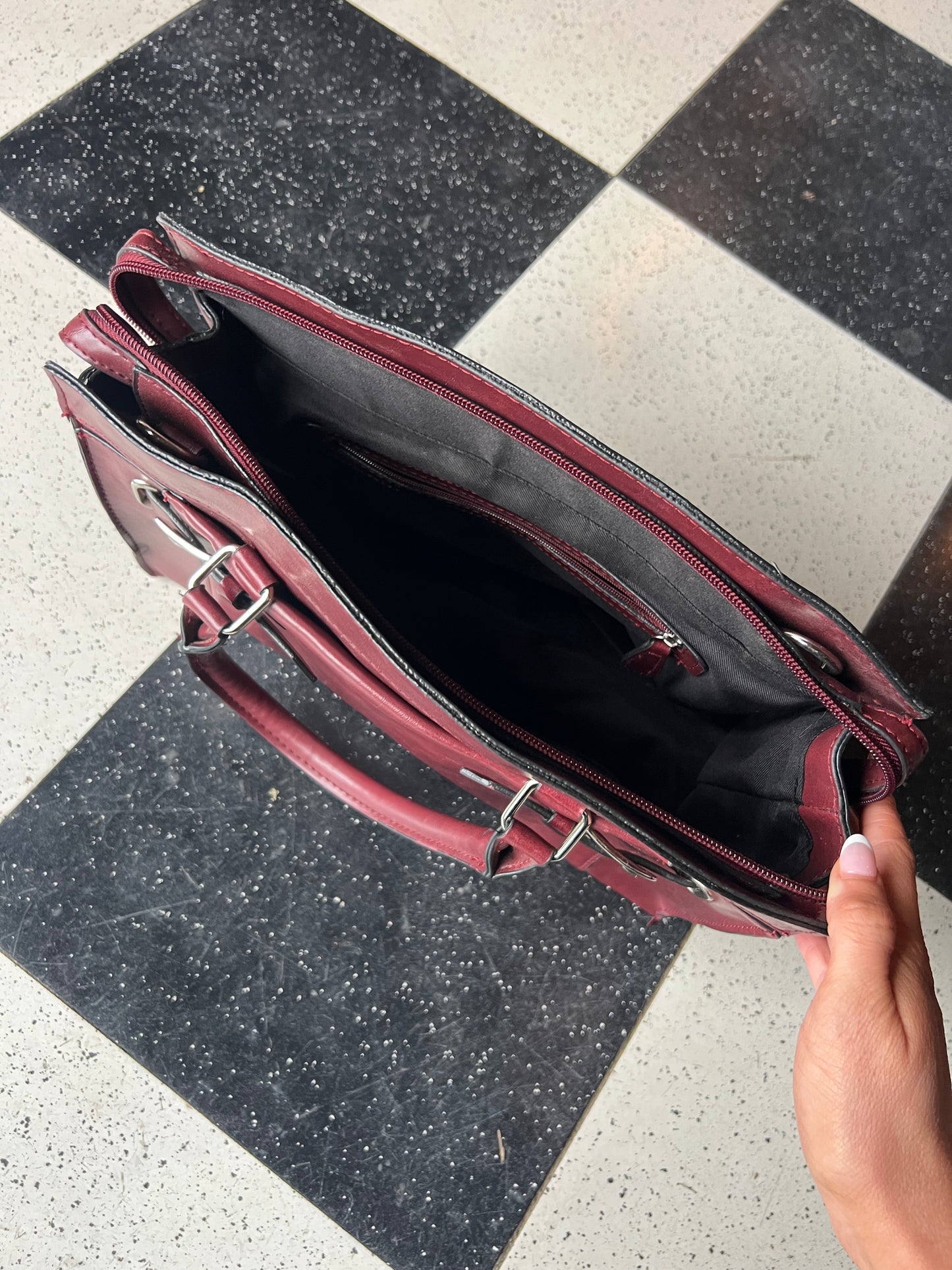 Vintage Maroon Leather Handbag