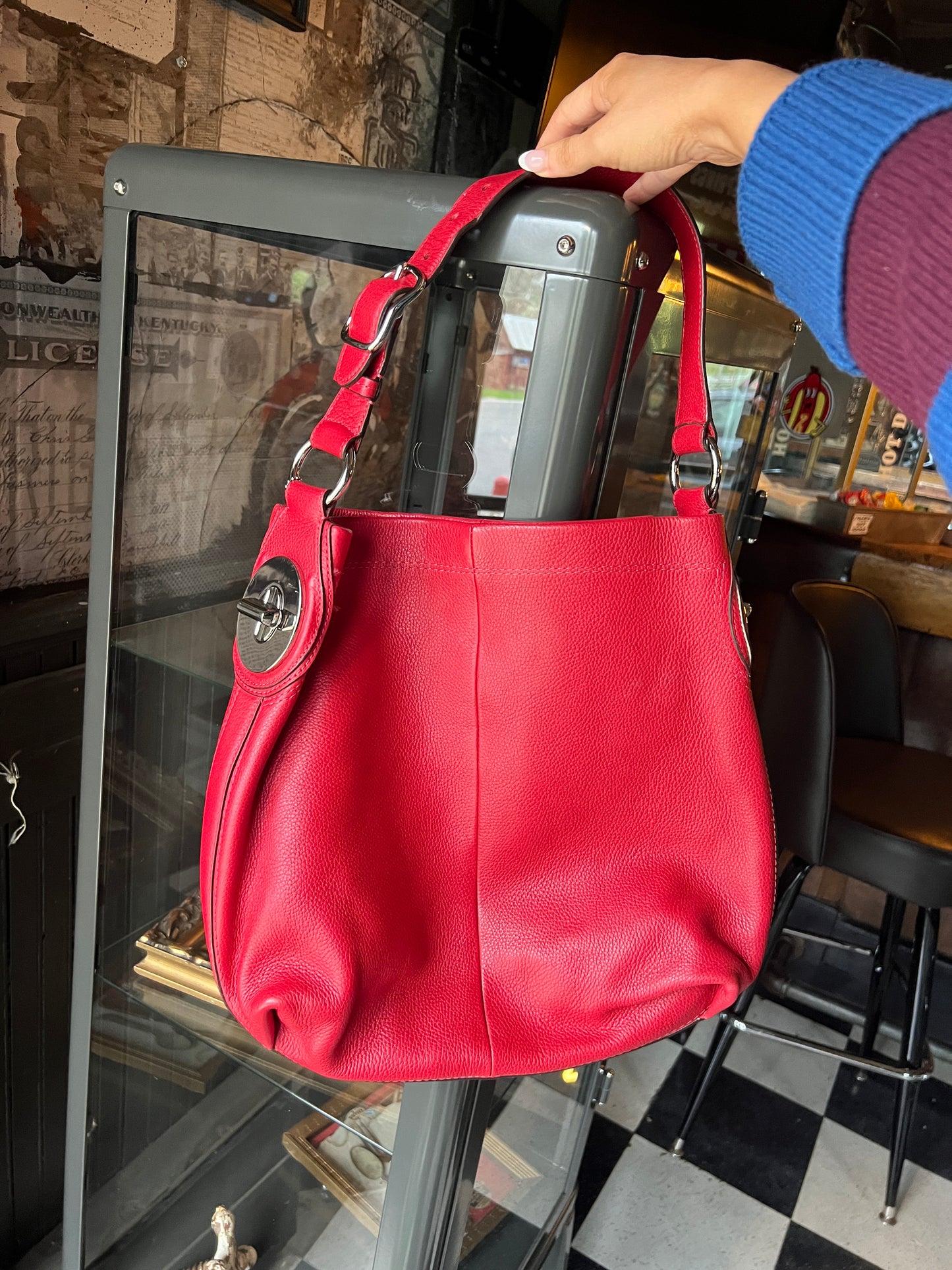 Vintage Red Coach Shoulder Bag