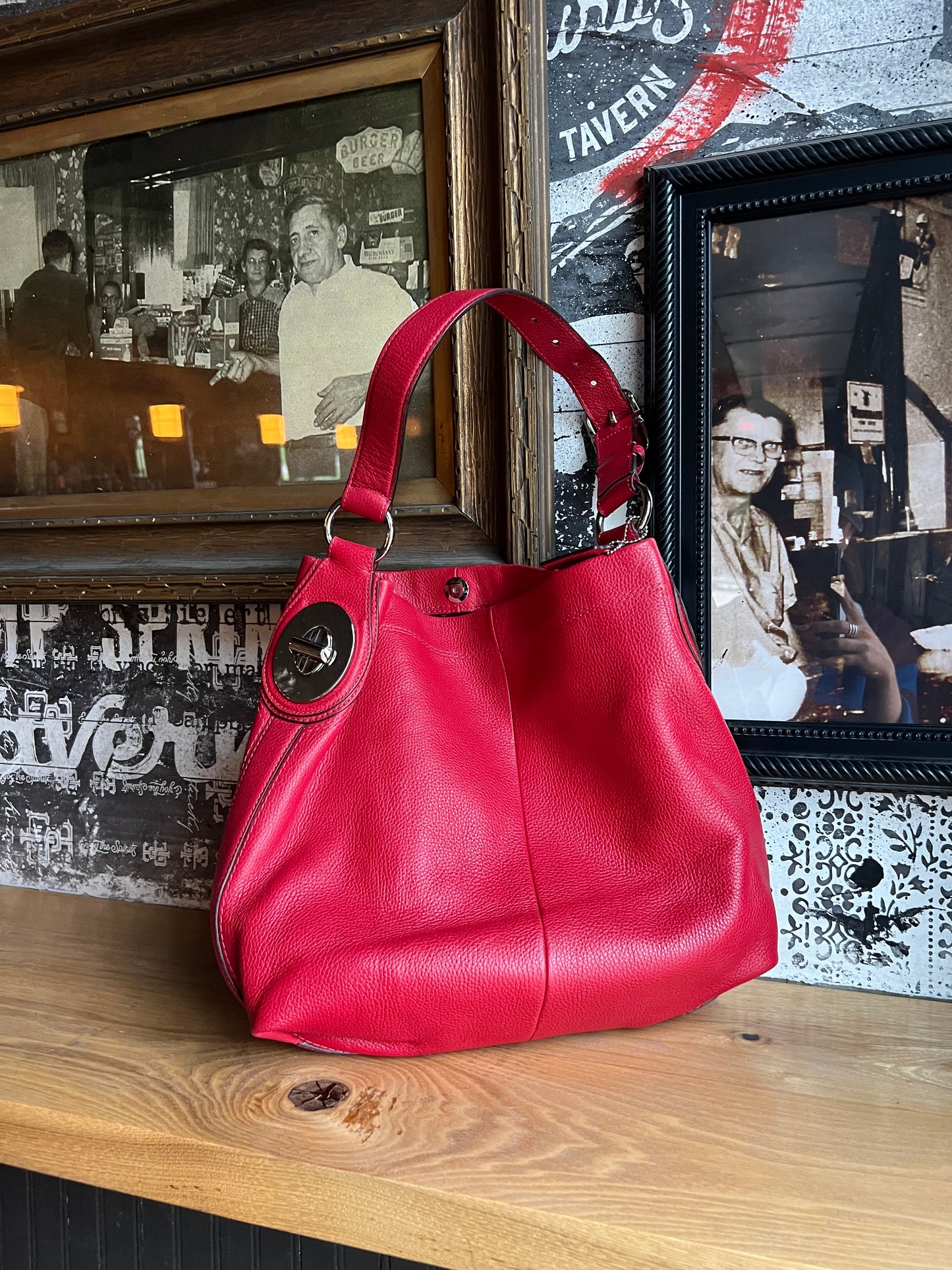 Vintage Red Coach Shoulder Bag