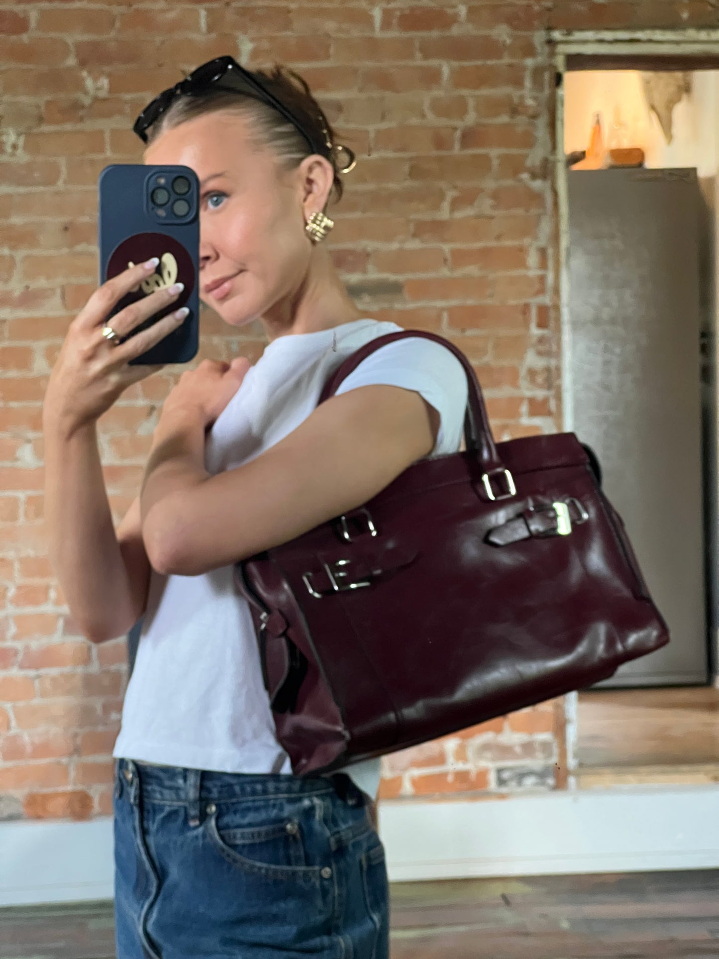 Vintage Maroon Leather Handbag