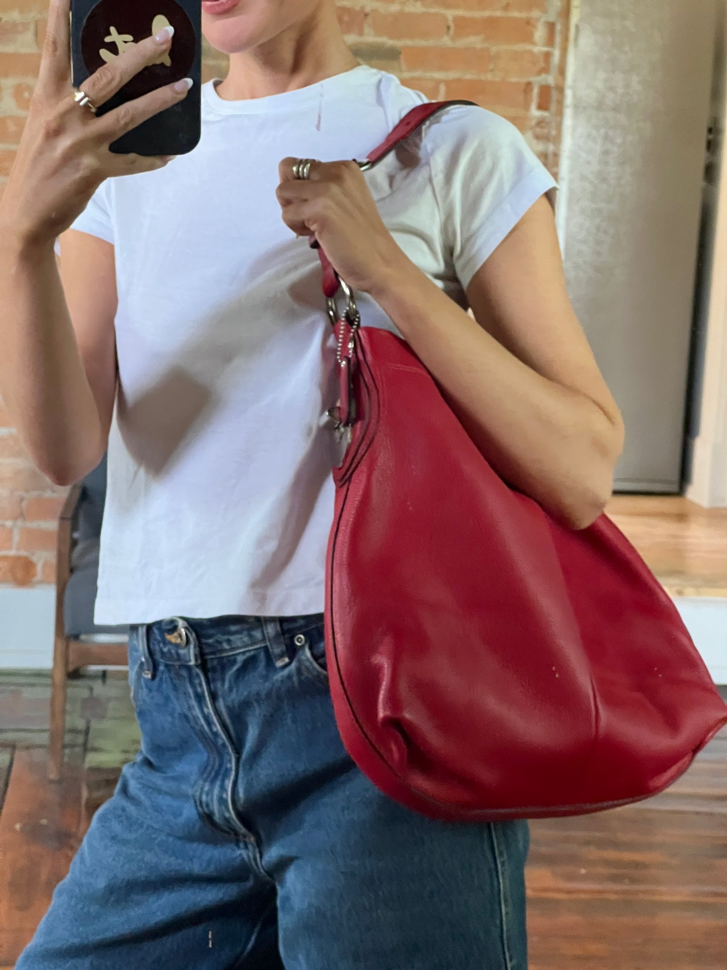 Vintage Red Coach Shoulder Bag